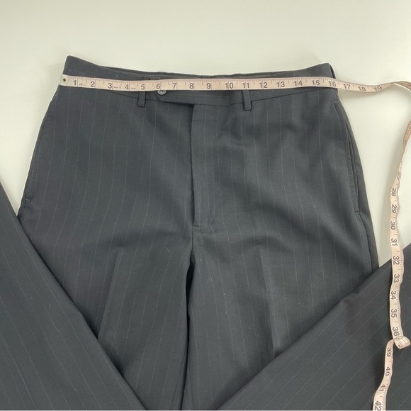 Jos. A. Bank Black Pin Striped 3 Button 100% Wool Suit with Flat Front Pants - Picture 13 of 16